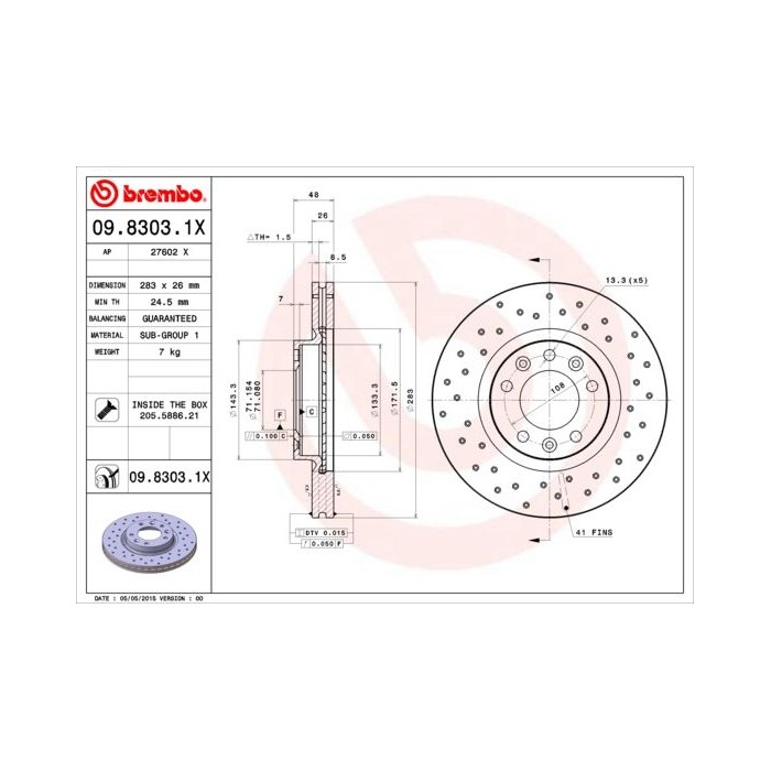BREMBO XTRA LINE Bremsscheibe 09.8303.1X