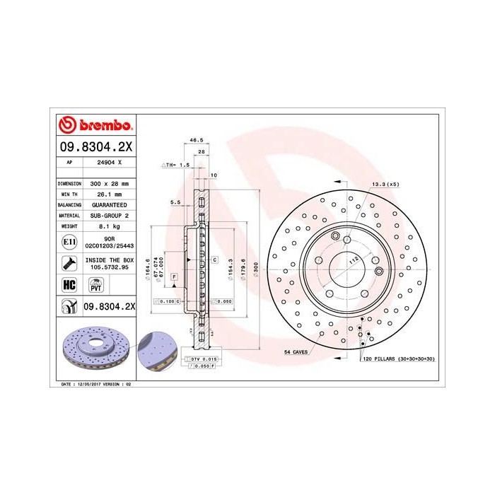 BREMBO XTRA LINE Bremsscheibe 09.8304.2X
