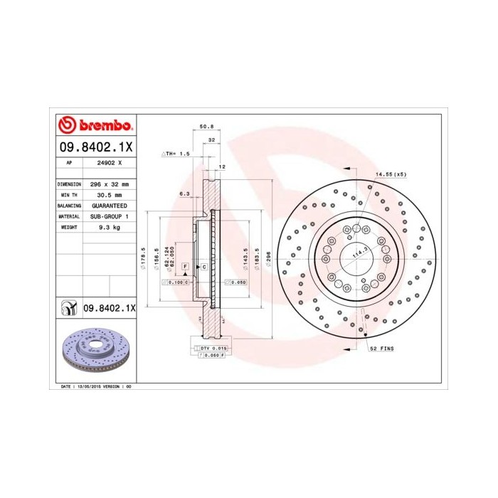 BREMBO XTRA LINE Bremsscheibe 09.8402.1X