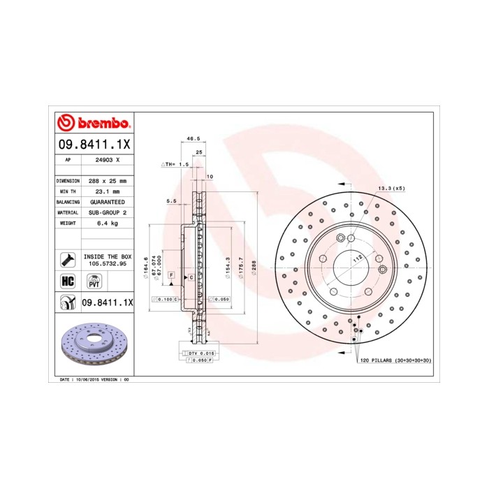 BREMBO XTRA LINE Bremsscheibe 09.8411.1X