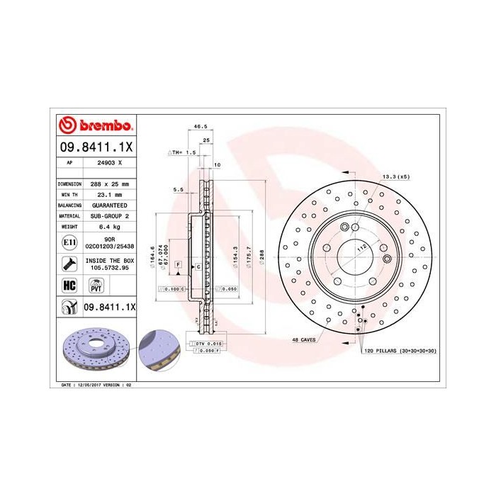 BREMBO XTRA LINE Bremsscheibe 09.8411.1X