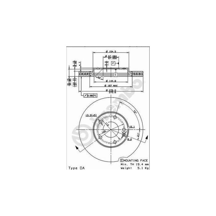 BREMBO COATED DISC LINE Bremsscheibe 09.8519.11