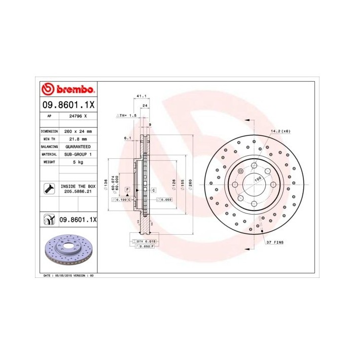 BREMBO XTRA LINE Bremsscheibe 09.8601.1X