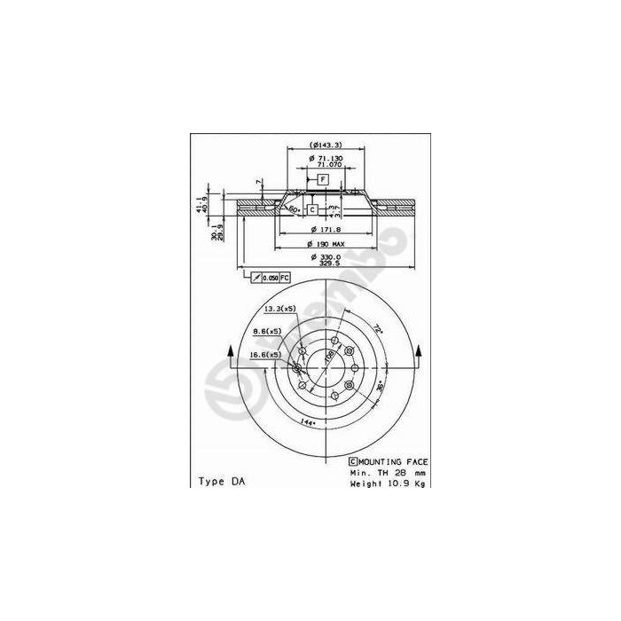 BREMBO COATED DISC LINE Bremsscheibe 09.8670.11