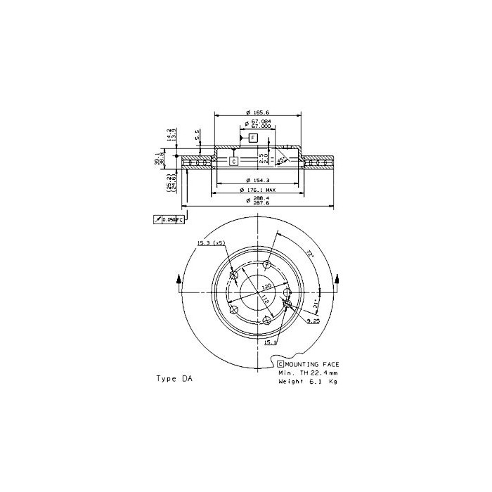 BREMBO COATED DISC LINE Bremsscheibe 09.8681.11, mercedes