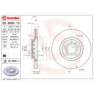 BREMBO COATED DISC LINE Bremsscheibe 09.8690.11