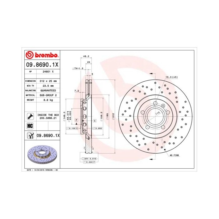 BREMBO XTRA LINE Bremsscheibe 09.8690.1X