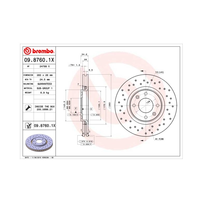 BREMBO XTRA LINE Bremsscheibe 09.8760.1X