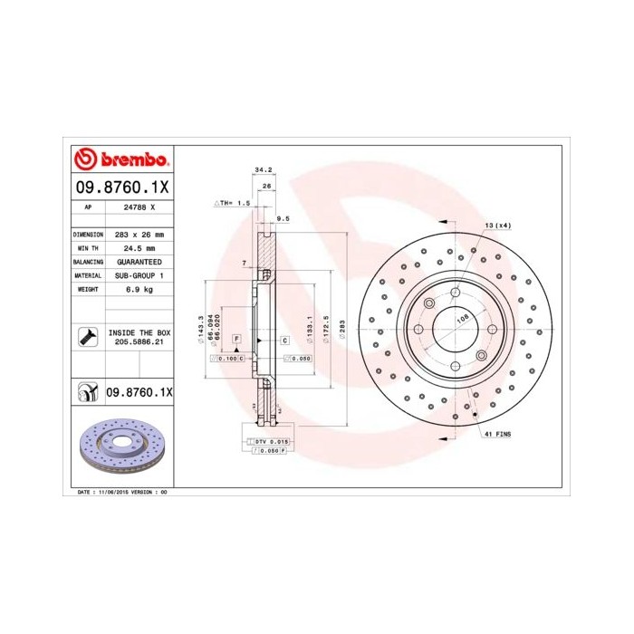 BREMBO XTRA LINE Bremsscheibe 09.8760.1X