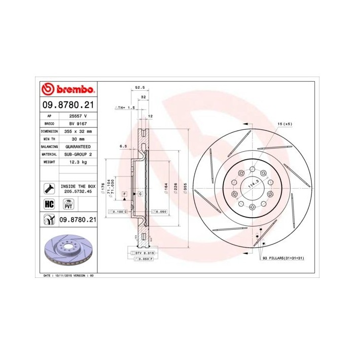 BREMBO COATED DISC LINE Bremsscheibe 09.8780.21