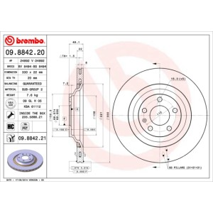 BREMBO COATED DISC LINE Bremsscheibe 09.8842.21