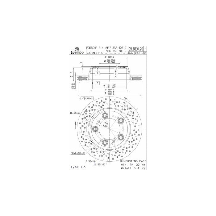 BREMBO COATED DISC LINE Bremsscheibe 09.8890.21