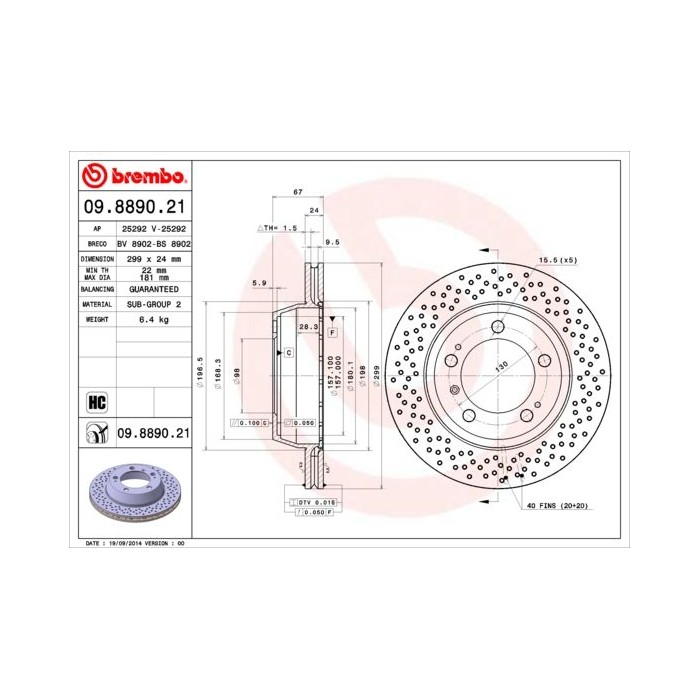 BREMBO COATED DISC LINE Bremsscheibe 09.8890.21