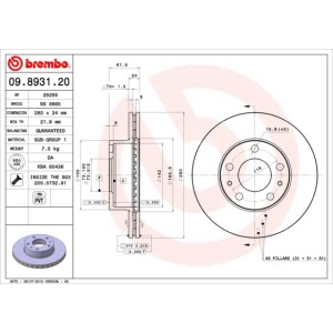 BREMBO Bremsscheibe 09.8931.20