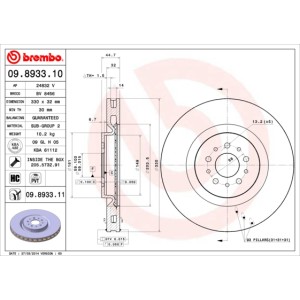 BREMBO COATED DISC LINE Bremsscheibe 09.8933.11