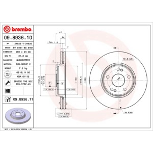 BREMBO COATED DISC LINE Bremsscheibe 09.8936.11