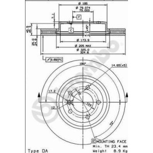 BREMBO COATED DISC LINE Bremsscheibe 09.8952.11