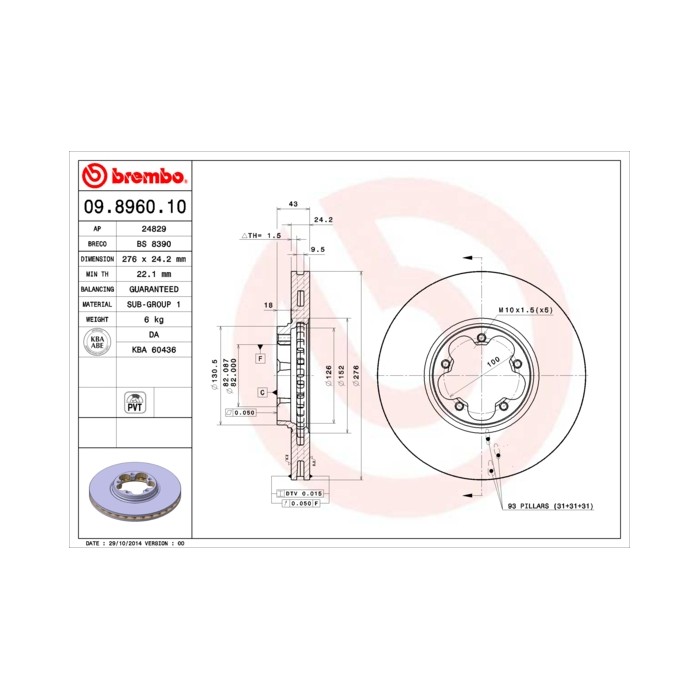 BREMBO Bremsscheibe 09.8960.10