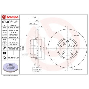 BREMBO COATED DISC LINE Bremsscheibe 09.8961.21