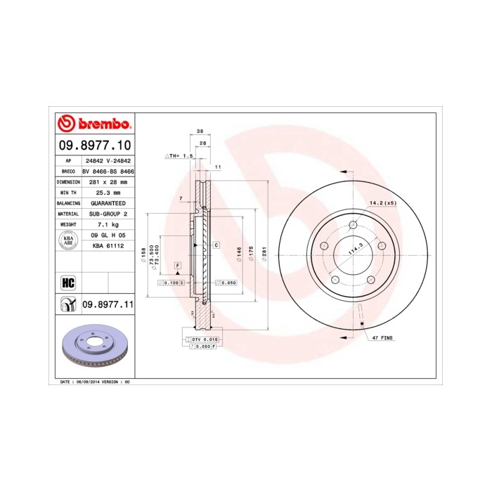 BREMBO Bremsscheibe 09.8977.10