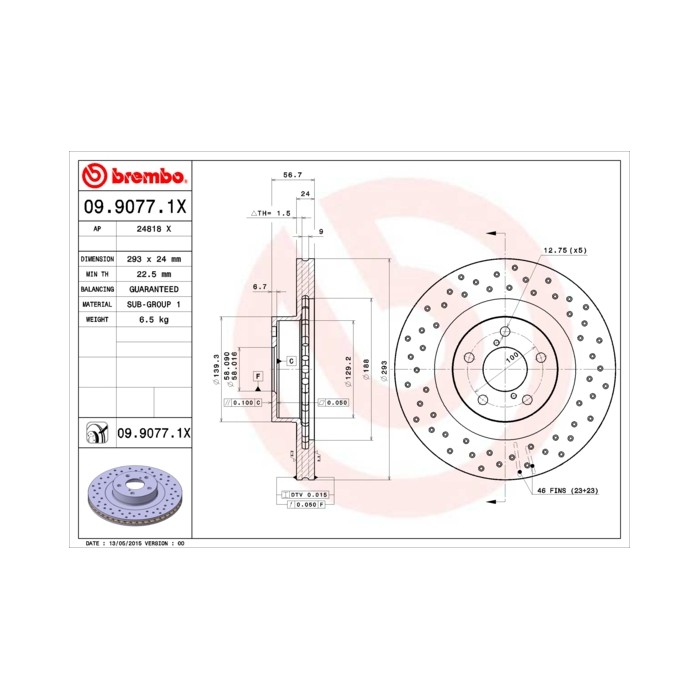 BREMBO XTRA LINE Bremsscheibe 09.9077.1X