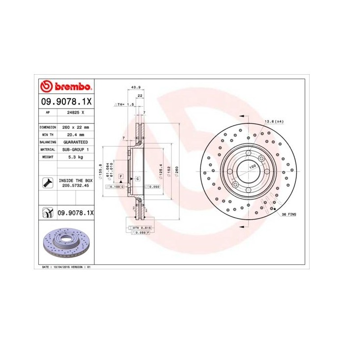 BREMBO XTRA LINE Bremsscheibe 09.9078.1X