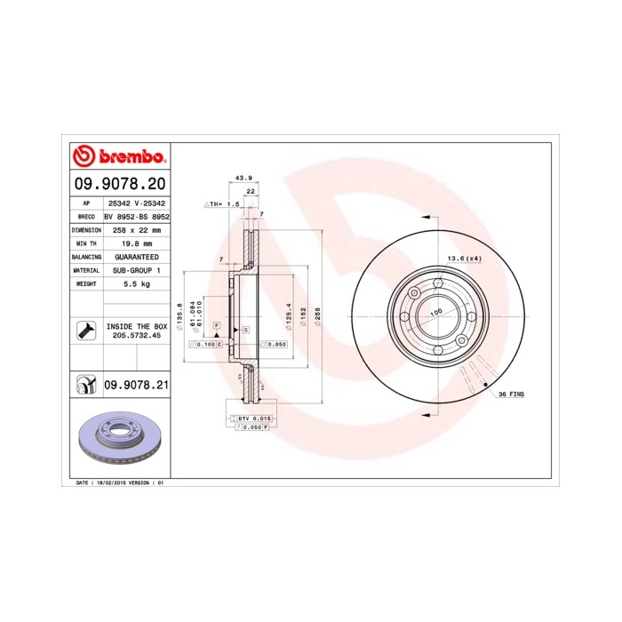 BREMBO Bremsscheibe 09.9078.20