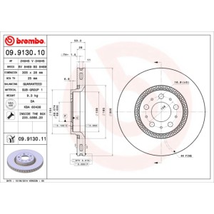 BREMBO COATED DISC LINE Bremsscheibe 09.9130.11