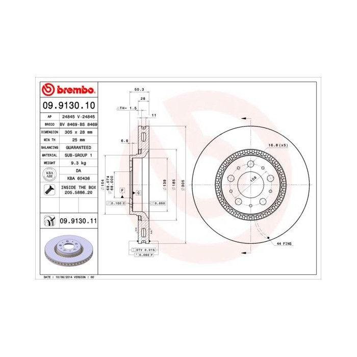 BREMBO COATED DISC LINE Bremsscheibe 09.9130.11