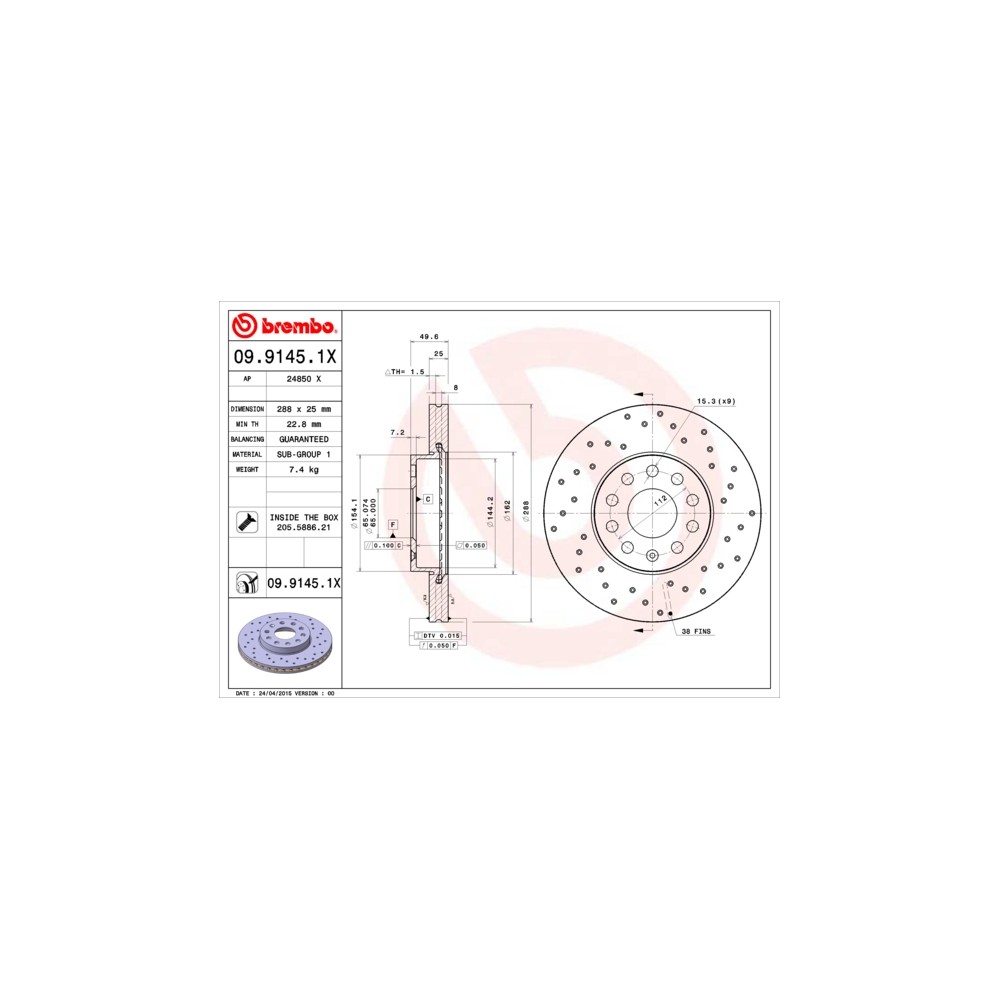 BREMBO XTRA LINE Bremsscheibe 09.9145.1X
