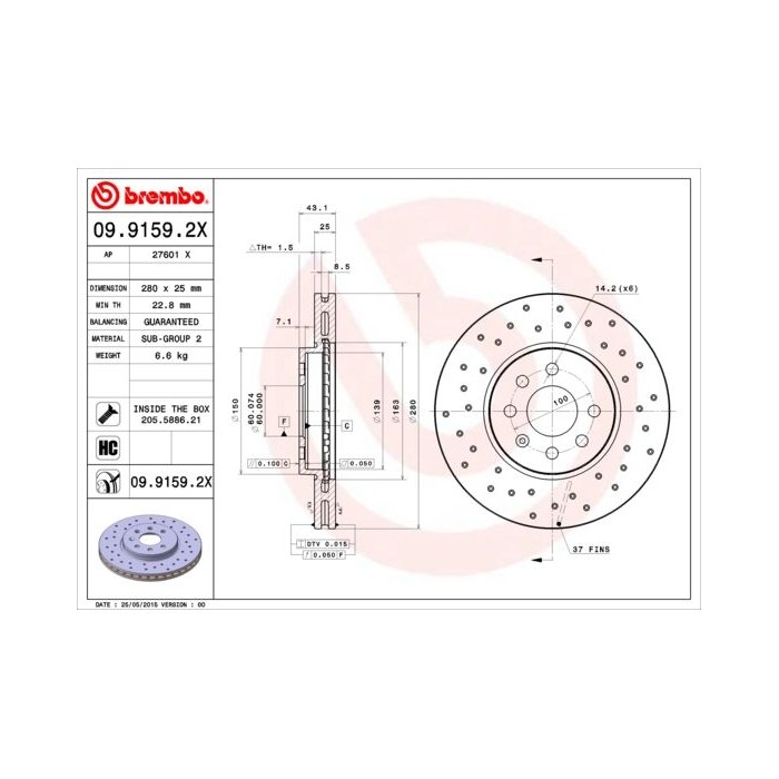 BREMBO XTRA LINE Bremsscheibe 09.9159.2X
