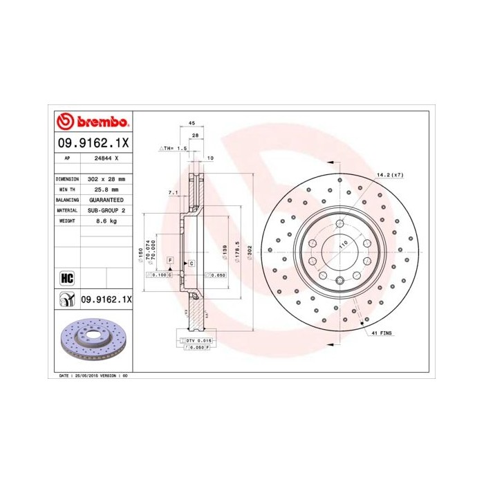 BREMBO XTRA LINE Bremsscheibe 09.9162.1X