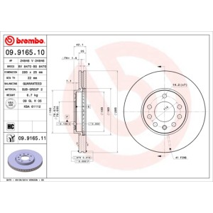 BREMBO COATED DISC LINE Bremsscheibe 09.9165.11