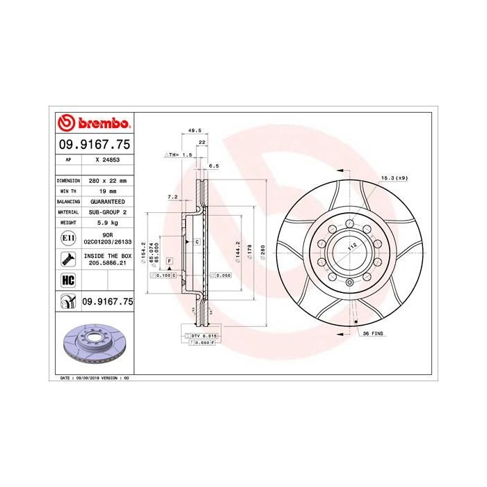 BREMBO MAX LINE Bremsscheibe 09.9167.75