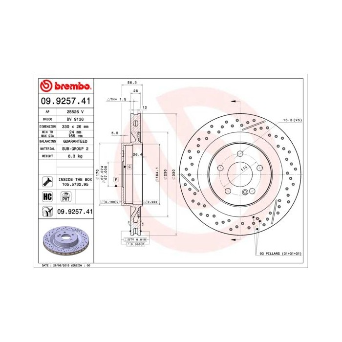 BREMBO COATED DISC LINE Bremsscheibe 09.9257.41