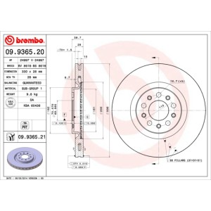 BREMBO Bremsscheibe 09.9365.20
