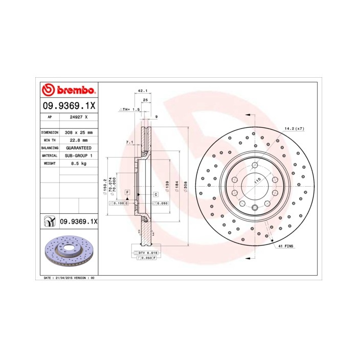BREMBO XTRA LINE Bremsscheibe 09.9369.1X