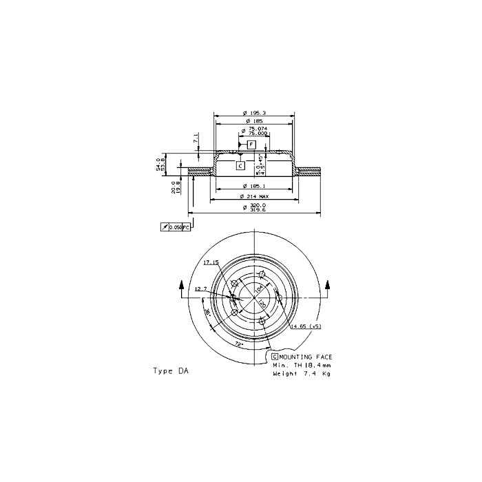 BREMBO COATED DISC LINE Bremsscheibe 09.9425.11