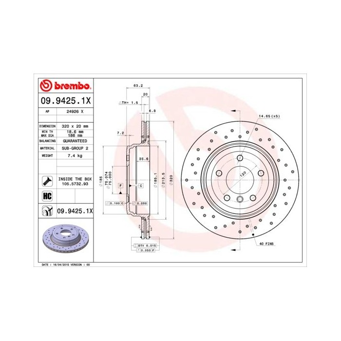 BREMBO XTRA LINE Bremsscheibe 09.9425.1X