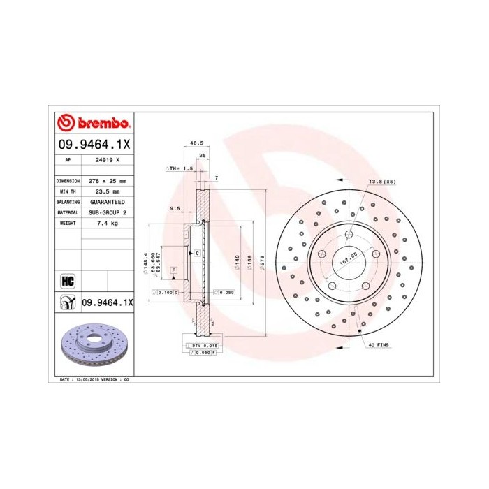 BREMBO XTRA LINE Bremsscheibe 09.9464.1X