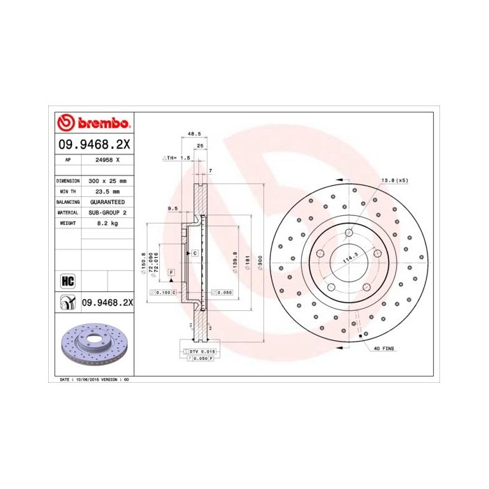 BREMBO XTRA LINE Bremsscheibe 09.9468.2X
