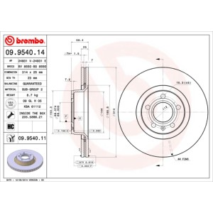 BREMBO COATED DISC LINE Bremsscheibe 09.9540.11