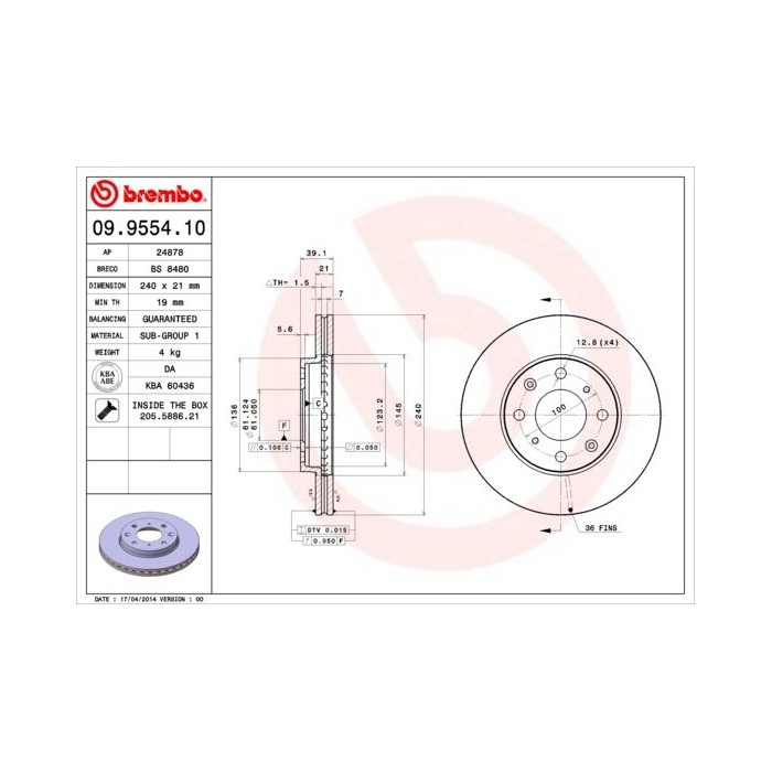 BREMBO Bremsscheibe 09.9554.10