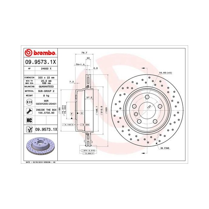 BREMBO XTRA LINE Bremsscheibe 09.9573.1X