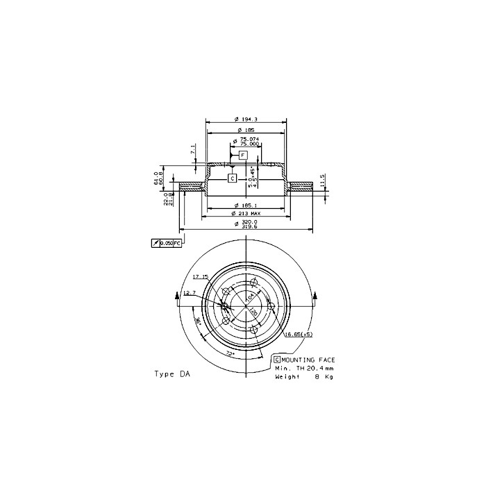 BREMBO COATED DISC LINE Bremsscheibe 09.9573.11