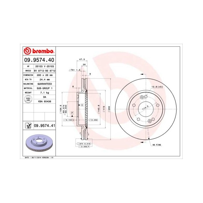 BREMBO Bremsscheibe 09.9574.40