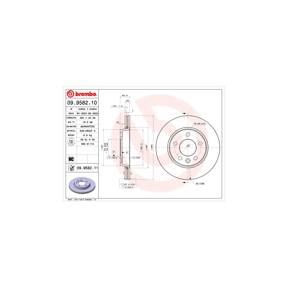 BREMBO Bremsscheibe 09.9582.10