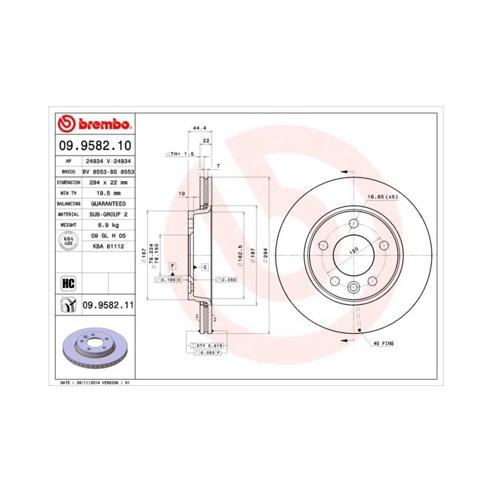 BREMBO Bremsscheibe 09.9582.10
