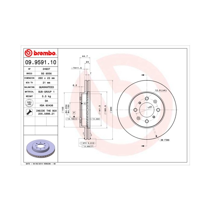 BREMBO Bremsscheibe 09.9591.10
