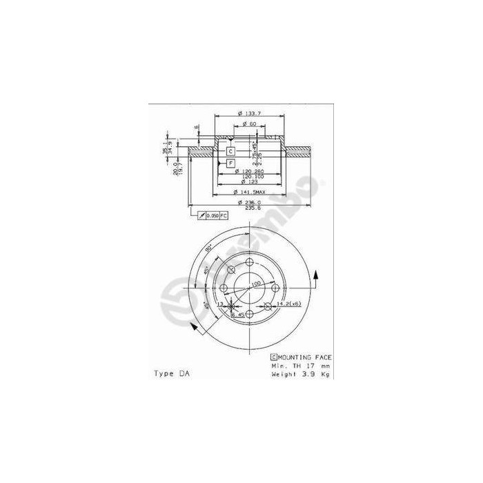 BREMBO Bremsscheibe 09.9607.14